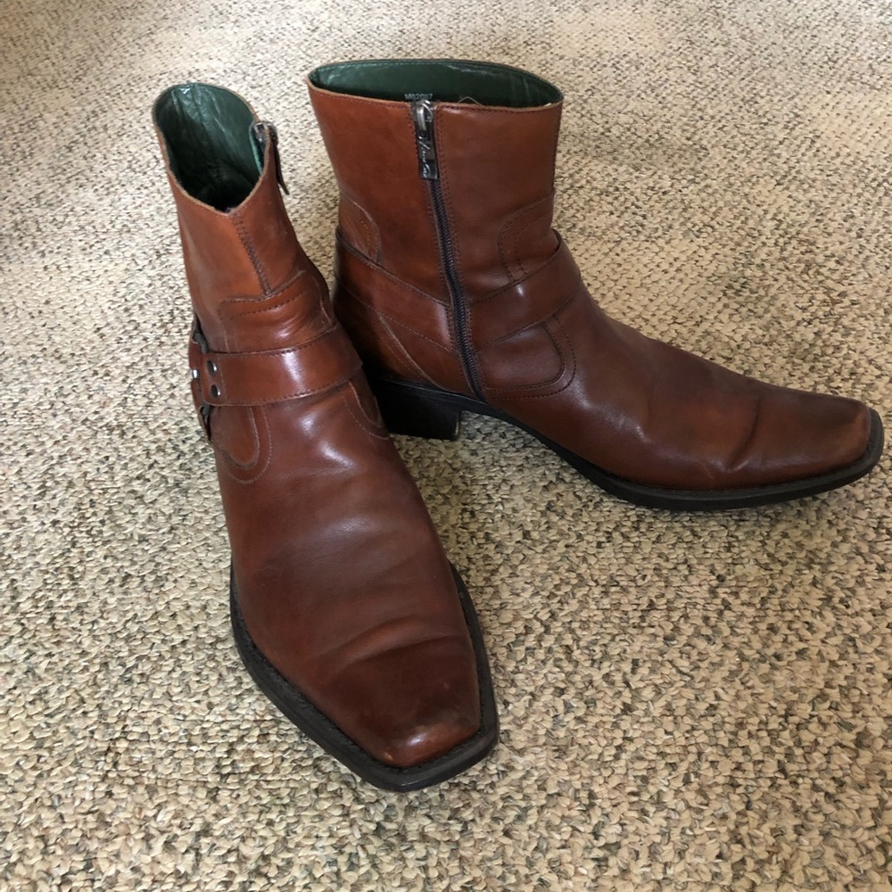 Brown leather boots